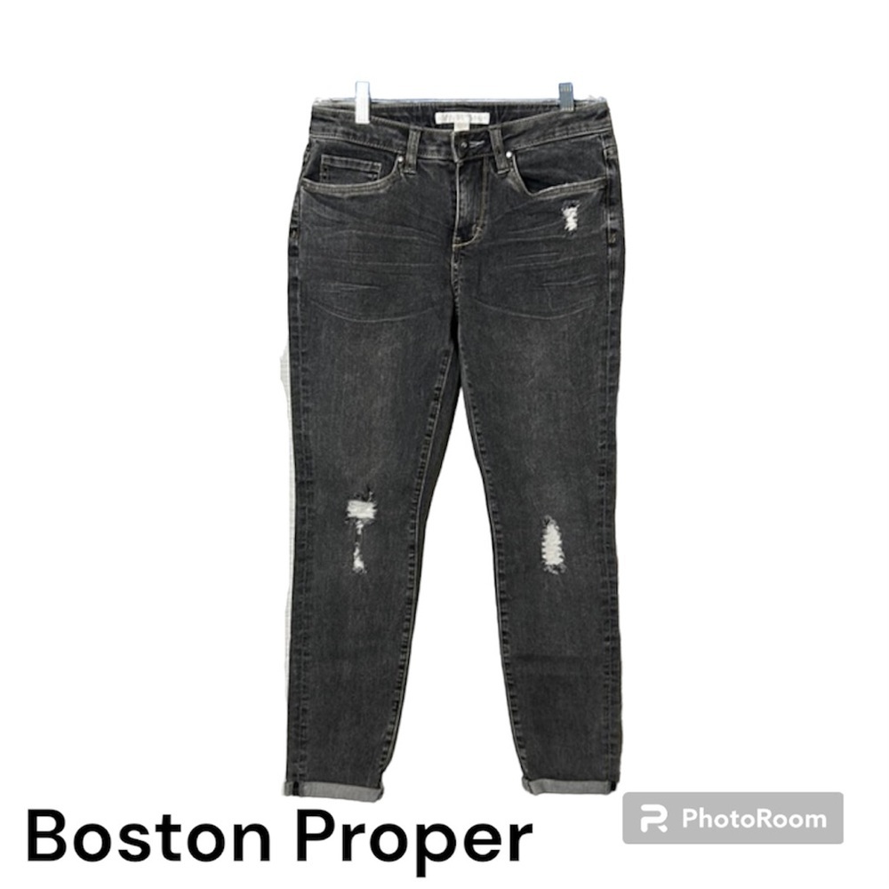 Boston Proper So Sexy Skinny Boyfriend Black Wash Jeans Size 4 NWT